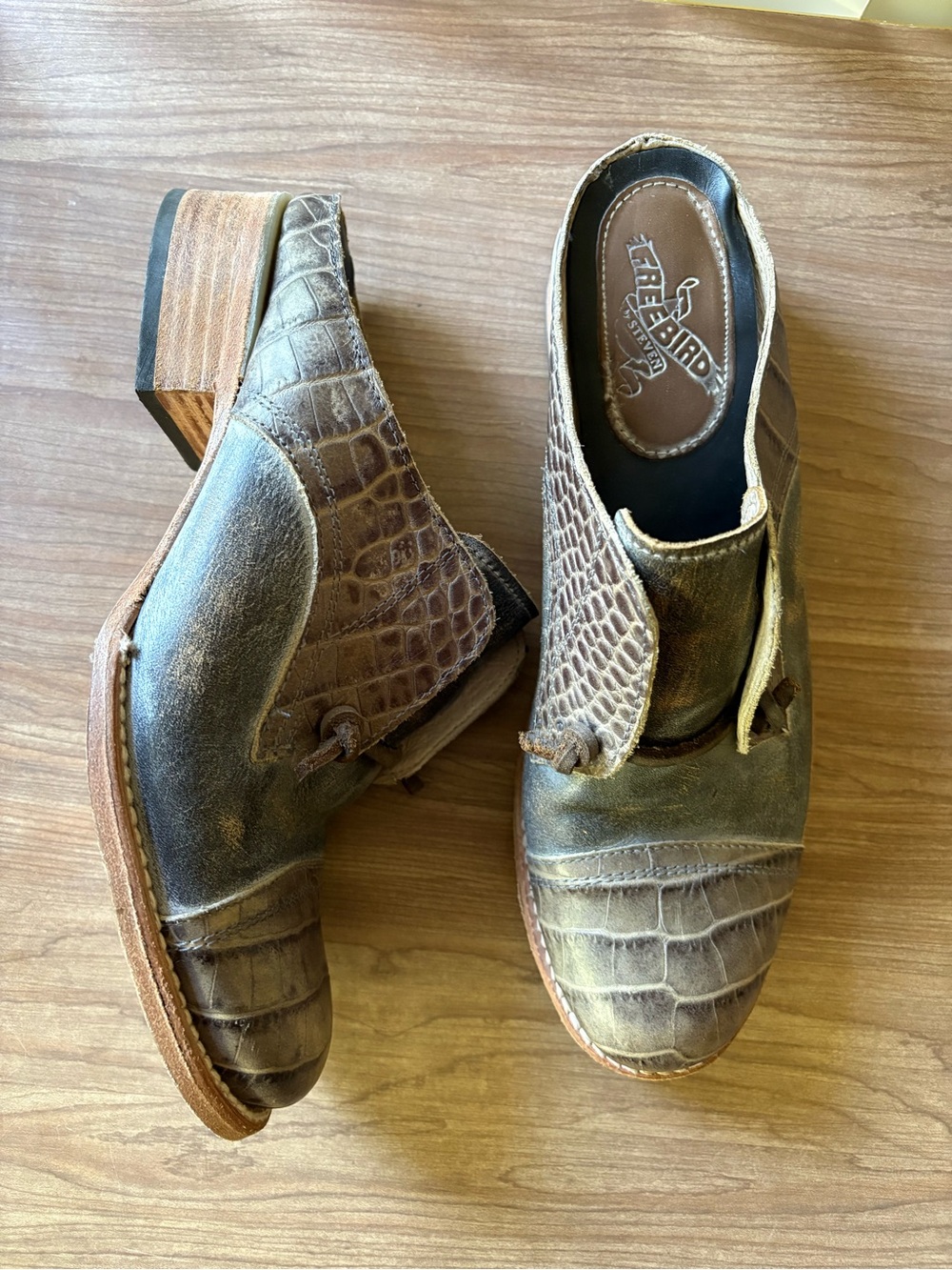 Freebird by Steven Malena Slip On Leather Heels Mules Size 9
